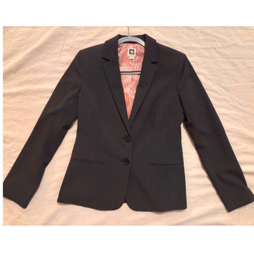 NWOT Anne Klein Notch Collar Blazer, Two-Button Closure, Charcoal Grey, Size 6